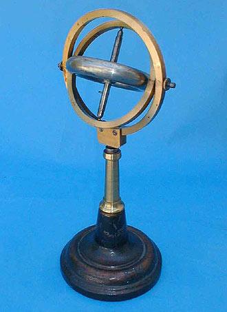 A 19th Century steel and lacquered brass gyroscope