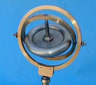 A 19th Century steel and lacquered brass gyroscope