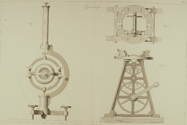 Drawing of Foucault gyroscope.